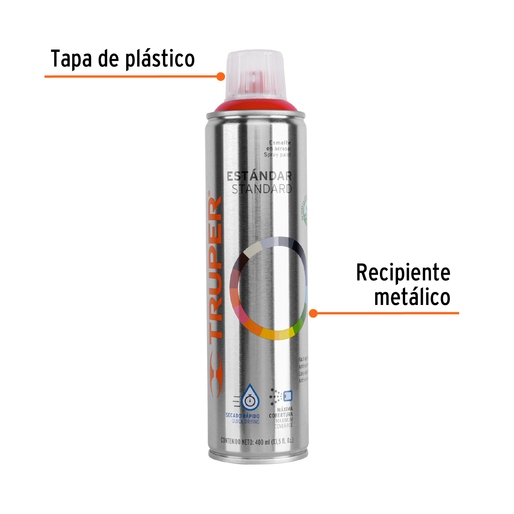 Pintura en aerosol, rojo seguridad, bote esbelto, 400 ml - Image 3