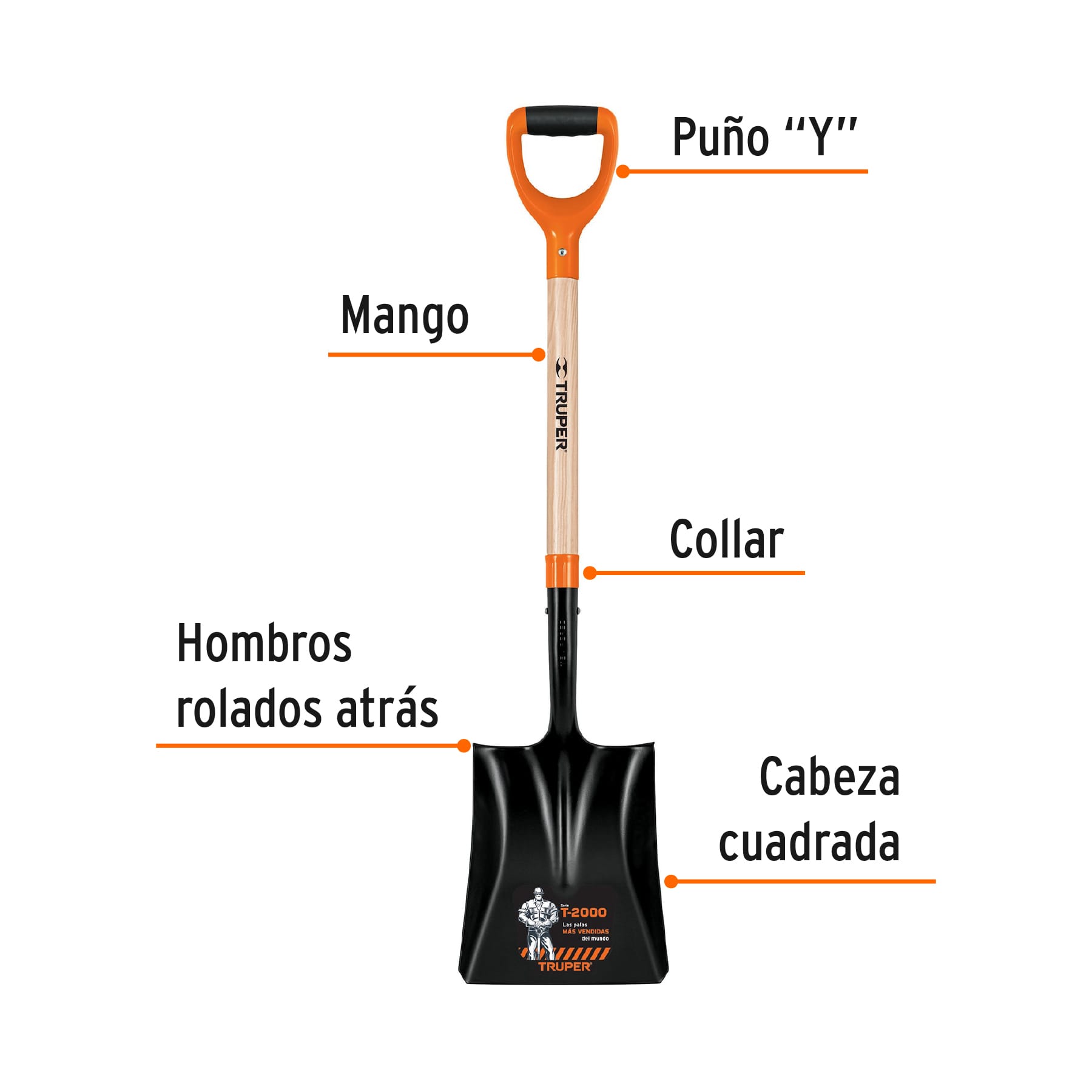 Pala cuadrada T-2000, puño "Y", TRUPER - Image 2
