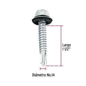 Alternative view of 50 pijas #14 x 1-1/2" hexagonal, punta broca con rondana