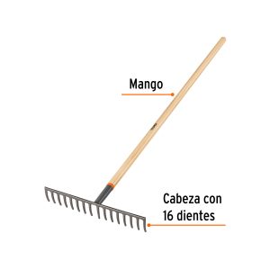 Alternative view of Rastrillo recto de 16 dientes, mango de 60", TRUPER