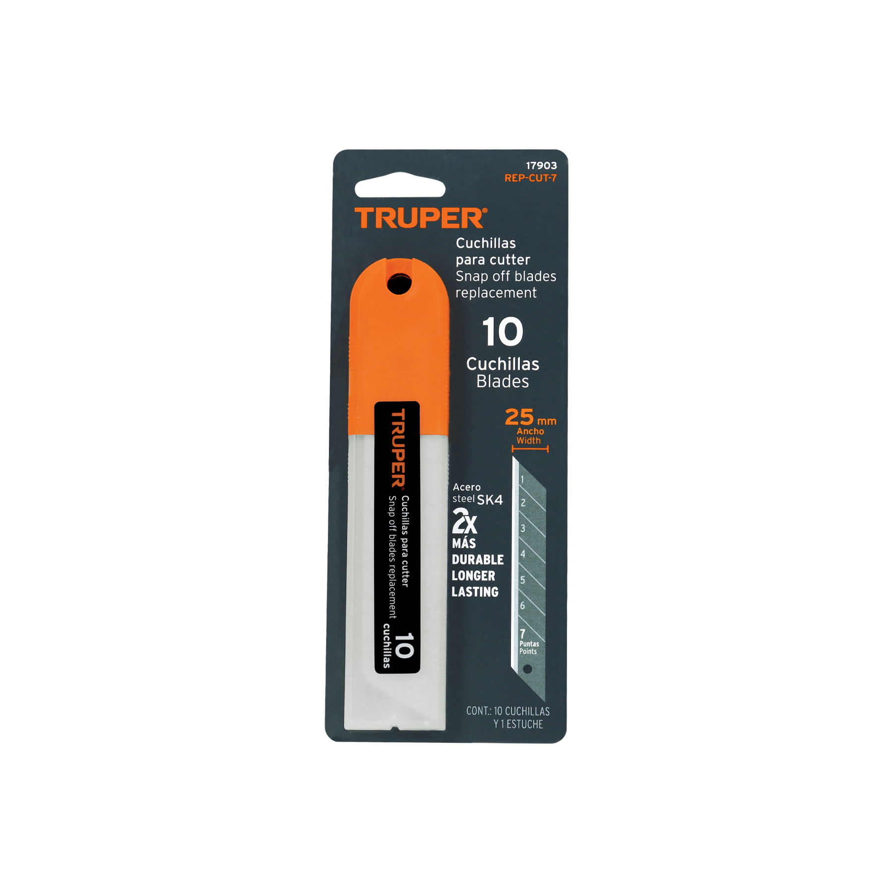 Estuche con 10 cuchillas SK4 de 25 mm para cutter, TRUPER - Image 7
