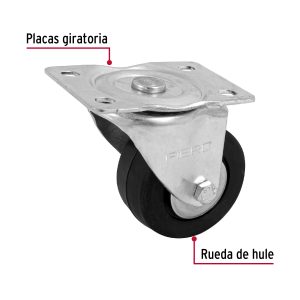 Alternative view of Rodaja hule 3", placa giratoria c/balero, carga 60kg, FIERO (4 piezas)