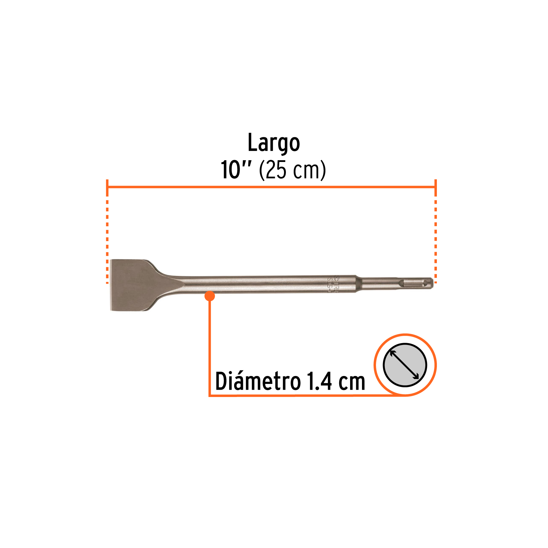Cincel plano grueso SDS Plus 1-1/2" x 10", TRUPER - Image 2