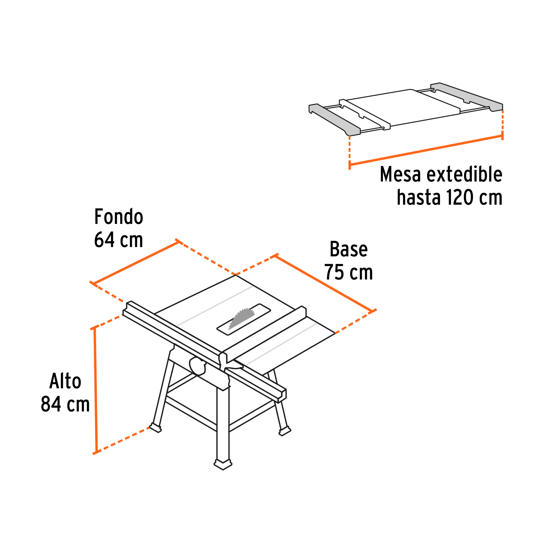 Sierra de mesa 10", 2-1/2 HP (1900 W), con base, TRUPER - Image 3