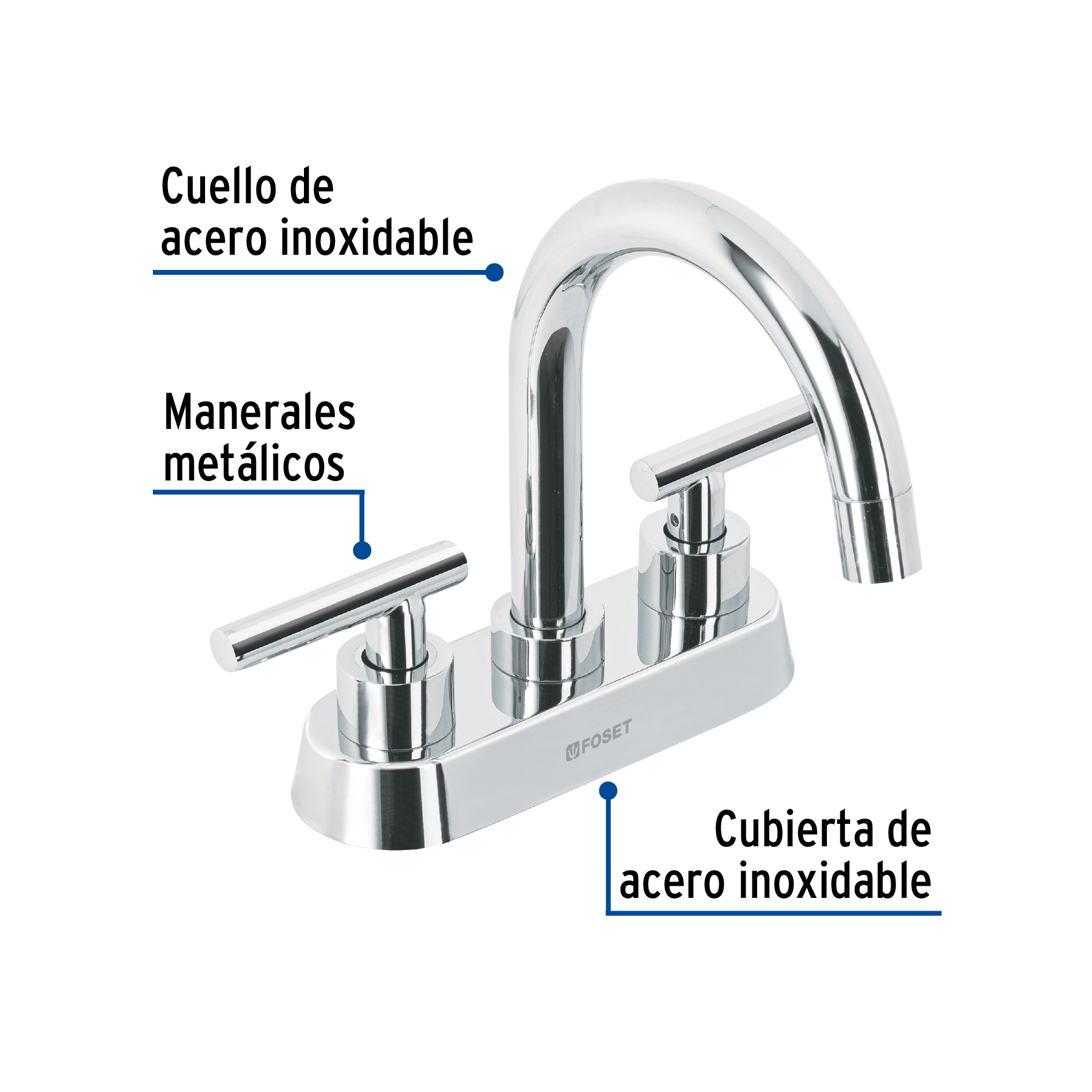 Mezcladora p/lavabo, bar, manerales palanca, cromo, TÚBIG - Image 2