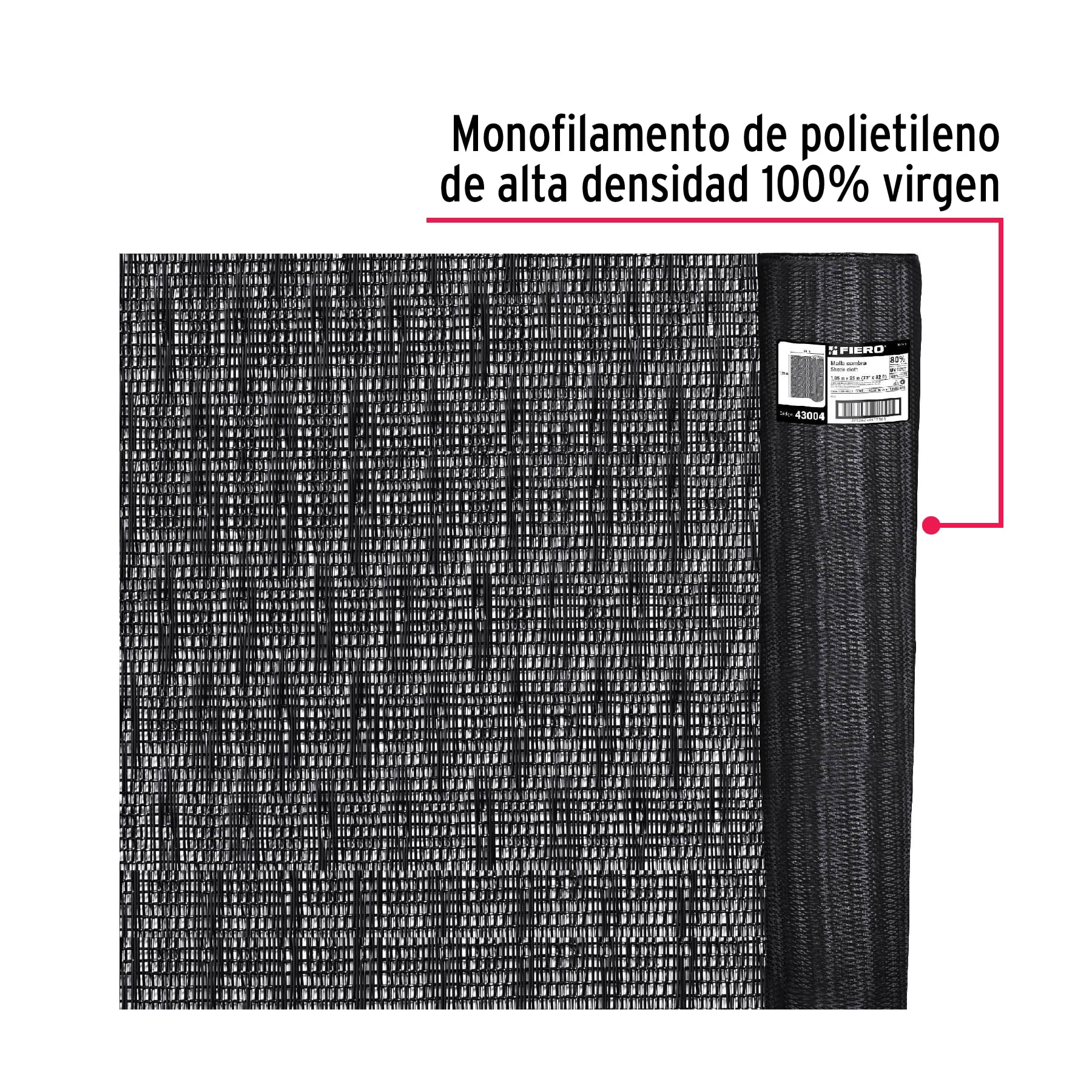 Rollo de malla sombra 80%, monofilamento negro, 1.85m x 25m - Image 2