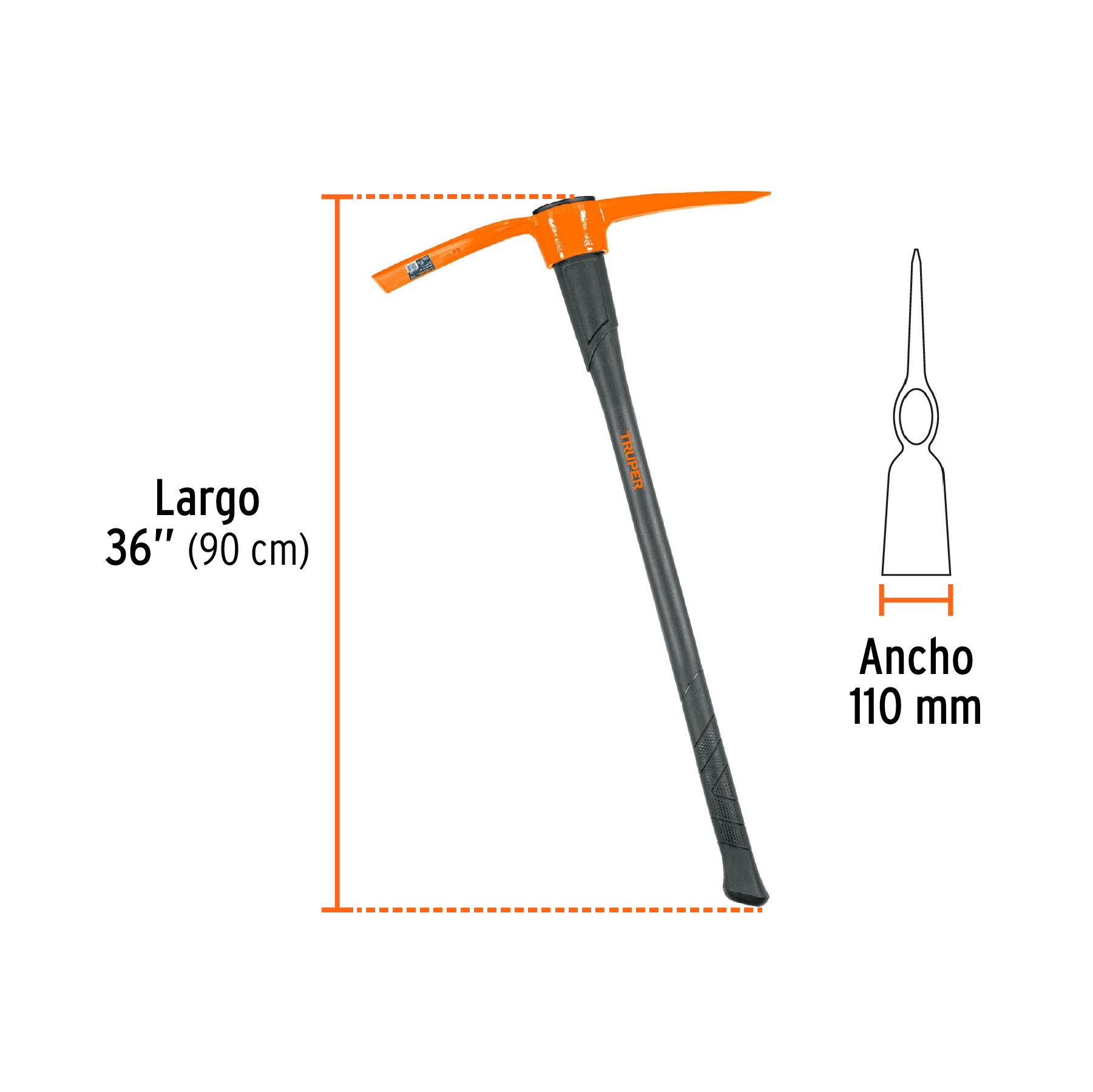 Talacho-pico 5 lb, mango fibra de vidrio 36", TRUPER - Image 3