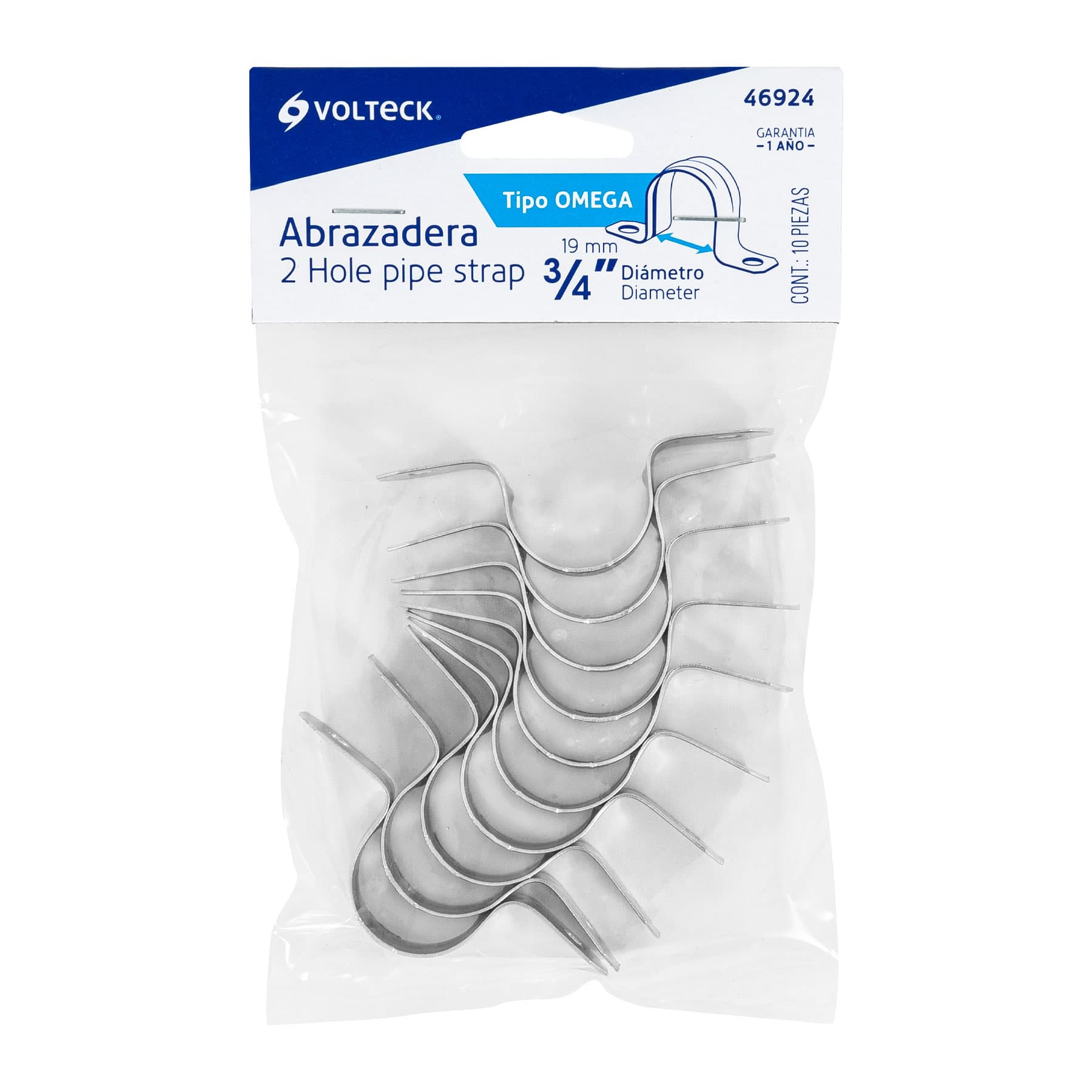 Bolsa c/10 abrazaderas tipo omega 3/4" p/tubo pared delgada - Image 5