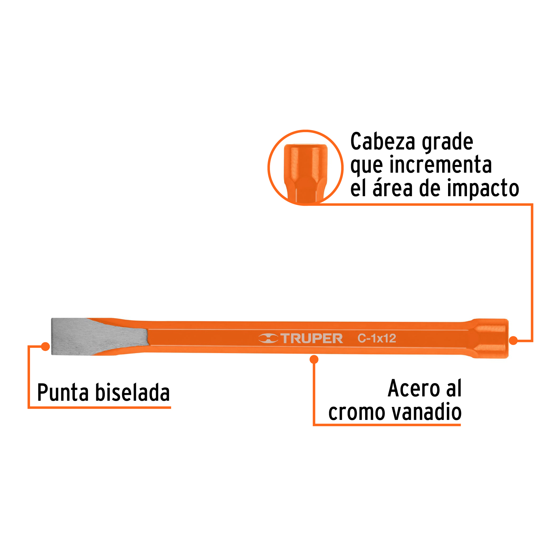 Cincel de corte frío de 1 X 12", TRUPER - Image 2