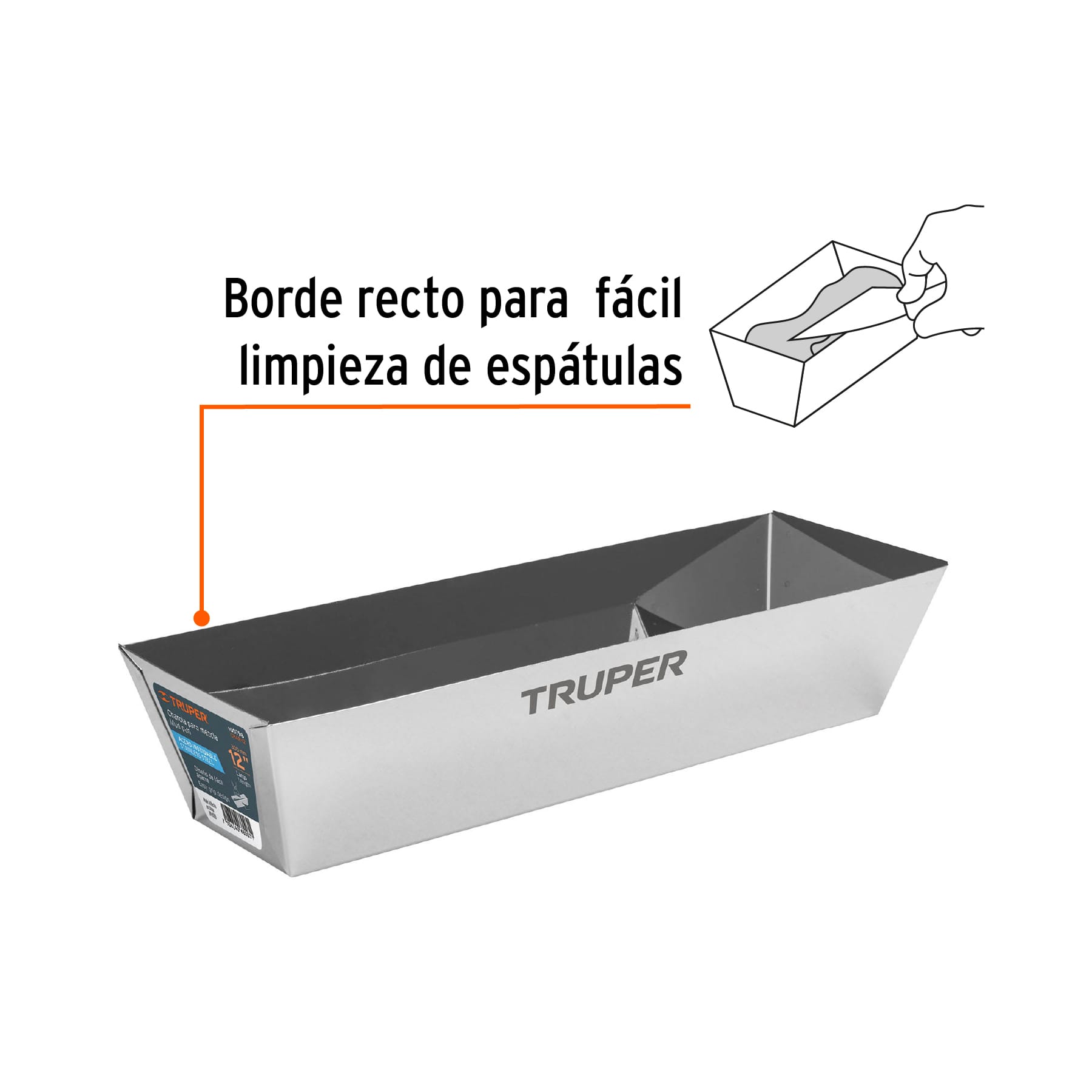 Charola de 12" de acero inoxidable para mezcla, TRUPER - Image 2