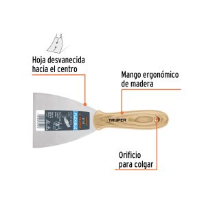 Alternative view of Espátula flexible 3" con mango de madera, TRUPER