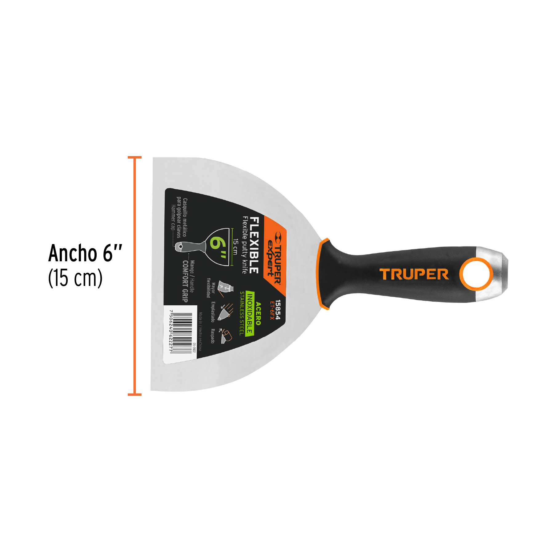 Espátula flexible 6" acero inoxidable, Comfort Grip, EXPERT - Image 3