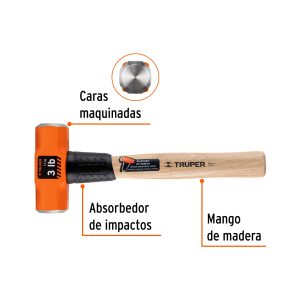Alternative view of Marro octagonal 3 lb, mango de madera 12", TRUPER