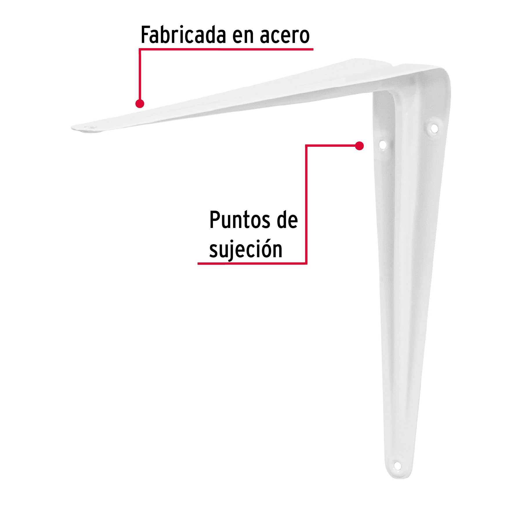 Ménsula de acero blanca 8 x 10", FIERO - Image 3